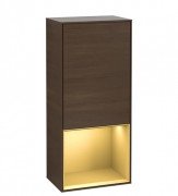 Шафка для ванної Villeroy & Boch Finion 41,8х93,6х27 см петлі зліва з підсвічуванням ДСП шпон волоського горіха/золотий матовий лак F540HFGN