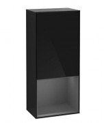 Шафка для ванної Villeroy & Boch Finion 41,8х93,6х27 см петлі зліва з підсвічуванням МДФ глянсовий чорний лак/антрацит матовий лак F540GKPH