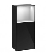 Шафка для ванної Villeroy & Boch Finion 41,8х93,6х27 см петлі зліва з підсвічуванням МДФ глянсовий чорний лак/білий матовий лак F520MTPH