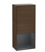 Шафка для ванної Villeroy & Boch Finion 41,8х93,6х27 см петлі зліва з підсвічуванням ДСП шпон волоського горіха/темно-синій матовий лак F540HGGN