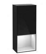 Шкафчик для ванной Villeroy & Boch Finion 41,8х93,6х27 см петли слева с подсветкой МДФ глянцевый черный лак/белый матовый лак F540MTPH