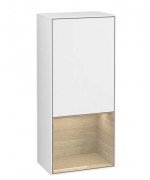 Шкафчик для ванной Villeroy & Boch Finion 41,8х93,6х27 см петли слева с подсветкой МДФ глянцевый белый лак/шпон дуба F540PCGF