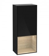 Шкафчик для ванной Villeroy & Boch Finion 41,8х93,6х27 см петли слева с подсветкой МДФ глянцевый черный лак/шпон дуба F540PCPH
