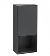 Шкафчик для ванной Villeroy & Boch Finion 41,8х93,6х27 см петли слева с подсветкой МДФ темно-синий матовый лак/черный матовый лак F540PDHG