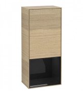 Шафка для ванної Villeroy & Boch Finion 41,8х93,6х27 см петлі зліва з підсвічуванням ДСП шпон дуба/глянцевий чорний лак F540PHPC