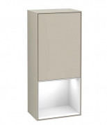 Шкафчик для ванной Villeroy & Boch Finion 41,8х93,6х27 см петли слева с подсветкой МДФ песок матовый лак/глянцевый белый лак G540GFHH