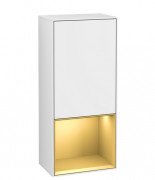 Шафка для ванної Villeroy & Boch Finion 41,8х93,6х27 см петлі зліва з підсвічуванням МДФ глянсовий білий лак/золотий матовий лак G540HFGF