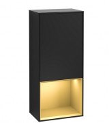 Шафка для ванної Villeroy & Boch Finion 41,8х93,6х27 см петлі зліва з підсвічуванням МДФ чорний матовий лак/золотий матовий лак G540HFPD