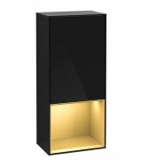 Шафка для ванної Villeroy & Boch Finion 41,8х93,6х27 см петлі зліва з підсвічуванням МДФ глянсовий чорний лак/золотий матовий лак G540HFPH