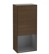 Шафка для ванної Villeroy & Boch Finion 41,8х93,6х27 см петлі праворуч з підсвічуванням ДСП шпон волоського горіха/антрацит матовий лак F550GKGN