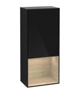 Шкафчик для ванной Villeroy & Boch Finion 41,8х93,6х27 см петли слева с подсветкой МДФ глянцевый черный лак/шпон дуба G540PCPH