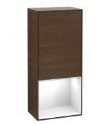 Шафка для ванної Villeroy & Boch Finion 41,8х93,6х27 см петлі праворуч з підсвічуванням ДСП шпон волоського горіха/глянсовий білий лак F550GFGN