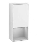 Шкафчик для ванной Villeroy & Boch Finion 41,8х93,6х27 см петли справа с подсветкой МДФ глянцевый белый лак/светло-серый матовый лак F550GJGF