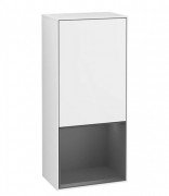 Шафка для ванної Villeroy & Boch Finion 41,8х93,6х27 см петлі праворуч з підсвічуванням МДФ глянсовий білий лак/антрацит матовий лак F550GKGF