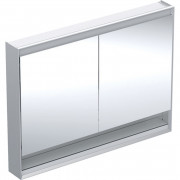 Дзеркальна шафка для ванної кімнати Geberit One 60x90x15 см з нішою та світлодіодним підсвічуванням алюміній білий 505.821.00.2