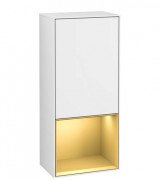 Шкафчик для ванной Villeroy & Boch Finion 41,8х93,6х27 см петли справа с подсветкой МДФ глянцевый белый лак/золотой матовый лак F550HFGF