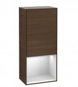 Шафка для ванної Villeroy & Boch Finion 41,8х93,6х27 см петлі праворуч з підсвічуванням ДСП шпон волоського горіха/білий матовий лак F550MTGN