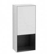 Шкафчик для ванной Villeroy & Boch Finion 41,8х93,6х27 см петли справа с подсветкой МДФ белый матовый лак/черный матовый лак F550PDMT