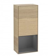 Шафка для ванної Villeroy & Boch Finion 41,8х93,6х27 см петлі праворуч з підсвічуванням ДСП шпон дуба/антрацит матовий лак F550GKPC