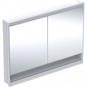 Зеркальный шкафчик для ванной комнаты Geberit One 120x90x15 см с нишей и светодиодной подсветкой алюминий белый 505.825.00.2