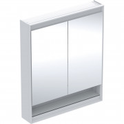 Дзеркальна шафка для ванної кімнати Geberit One 75x90x15 см з нішою та світлодіодним підсвічуванням алюміній білий 505.832.00.2