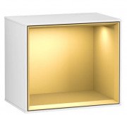 Стеллаж для ванной Villeroy & Boch Finion 41,8х35,6х27 см с подсветкой МДФ глянцевый белый лак/золотой матовый лак F580HFGF