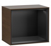 Стеллаж для ванной Villeroy & Boch Finion 41,8х35,6х27 см с подсветкой ДСП шпон грецкого ореха/черный матовый лак F580PDGN