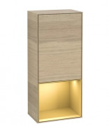 Шафка для ванної Villeroy & Boch Finion 41,8х93,6х27 см петлі праворуч з підсвічуванням ДСП шпон дуба/золотий матовий лак F550HFPC