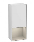 Шафка для ванної Villeroy & Boch Finion 41,8х93,6х27 см петлі праворуч з підсвічуванням МДФ білий матовий лак/пісок матовий лак F550HHMT