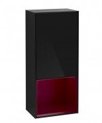 Шафка для ванної Villeroy & Boch Finion 41,8х93,6х27 см петлі праворуч з підсвічуванням МДФ глянсовий чорний лак/півон матовий лак F550HBPH