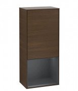 Шафка для ванної Villeroy & Boch Finion 41,8х93,6х27 см петлі праворуч з підсвічуванням ДСП шпон волоського горіха/темно-синій матовий лак F550HGGN