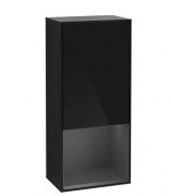 Шкафчик для ванной Villeroy & Boch Finion 41,8х93,6х27 см петли справа с подсветкой МДФ глянцевый черный лак/темно-синий матовый лак F550HGPH