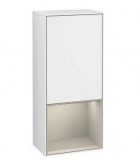 Шкафчик для ванной Villeroy & Boch Finion 41,8х93,6х27 см петли справа с подсветкой МДФ глянцевый белый лак/песок матовый лак F550HHGF