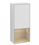 Шкафчик для ванной Villeroy & Boch Finion 41,8х93,6х27 см петли справа с подсветкой МДФ белый матовый лак/шпон дуба F550PCMT