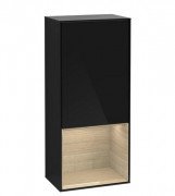Шкафчик для ванной Villeroy & Boch Finion 41,8х93,6х27 см петли справа с подсветкой МДФ глянцевый черный лак/шпон дуба F550PCPH