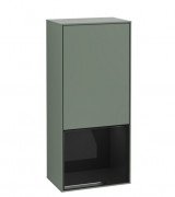 Шкафчик для ванной Villeroy & Boch Finion 41,8х93,6х27 см петли справа с подсветкой МДФ оливковый матовый лак/глянцевый черный лак F550PHGM