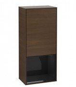 Шафка для ванної Villeroy & Boch Finion 41,8х93,6х27 см петлі праворуч з підсвічуванням ДСП шпон волоського горіха/глянцевий чорний лак F550PHGN