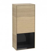 Шафка для ванної Villeroy & Boch Finion 41,8х93,6х27 см петлі праворуч з підсвічуванням ДСП шпон дуба/глянцевий чорний лак F550PHPC