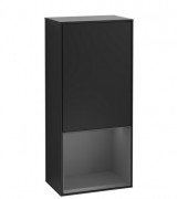 Шафка для ванної Villeroy & Boch Finion 41,8х93,6х27 см петлі праворуч з підсвічуванням МДФ чорний матовий лак/антрацит матовий лак G550GKPD