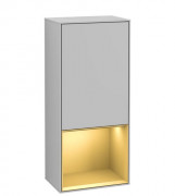 Шкафчик для ванной Villeroy & Boch Finion 41,8х93,6х27 см петли справа с подсветкой МДФ светло-серый матовый лак/золотой матовый лак G550HFGJ