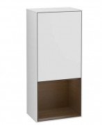 Шафка для ванної Villeroy & Boch Finion 41,8х93,6х27 см петлі праворуч з підсвічуванням МДФ білий матовий лак/шпон волоського горіха G550GNMT