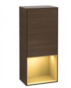 Шафка для ванної Villeroy & Boch Finion 41,8х93,6х27 см петлі праворуч з підсвічуванням ДСП шпон волоського горіха/золотий матовий лак G550HFGN