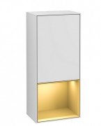 Шафка для ванної Villeroy & Boch Finion 41,8х93,6х27 см петлі праворуч з підсвічуванням МДФ білий матовий лак/золотий матовий лак G550HFMT