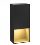 Шафка для ванної Villeroy & Boch Finion 41,8х93,6х27 см петлі праворуч з підсвічуванням МДФ чорний матовий лак/золотий матовий лак G550HFPD