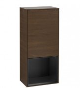 Шафка для ванної Villeroy & Boch Finion 41,8х93,6х27 см петлі праворуч з підсвічуванням ДСП шпон волоського горіха/чорний матовий лак G550PDGN