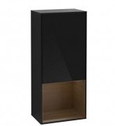 Шафка для ванної Villeroy & Boch Finion 41,8х93,6х27 см петлі праворуч з підсвічуванням МДФ глянсовий чорний лак/шпон волоського горіха G550GNPH