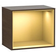 Стелаж для ванної Villeroy & Boch Finion 41,8х35,6х27 см з підсвічуванням ДСП шпон волоського горіха/золотий матовий лак G580HFGN