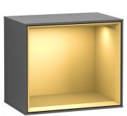 Стеллаж для ванной Villeroy & Boch Finion 41,8х35,6х27 см с подсветкой МДФ антрацит матовый лак/золотой матовый лак F590HFGK