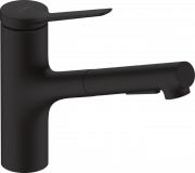 Змішувач для кухні з висувною лійкою Hansgrohe Zesis M33 150 одноважільний чорний матовий 74800670