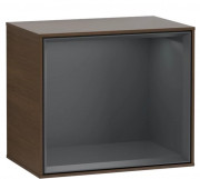Стелаж для ванної Villeroy & Boch Finion 41,8х35,6х27 см з підсвічуванням ДСП шпон волоського горіха/темно-синій матовий лак F590HGGN